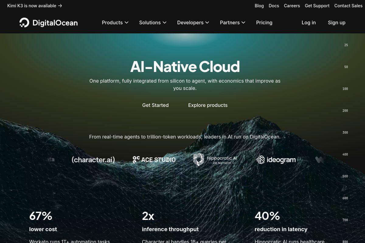 DigitalOcean developer cloud homepage