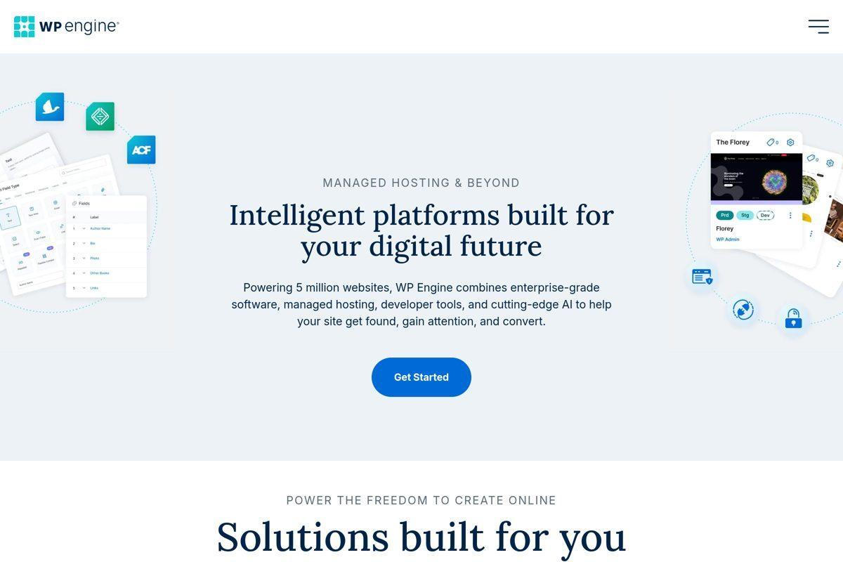 WP Engine managed WordPress hosting homepage